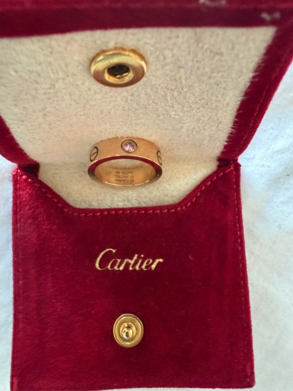 Rare Limited Edition Cartier Rose Gold Pink Sapphire Ring w/ Box & COA - Size 51 - Picture 7 of 7
